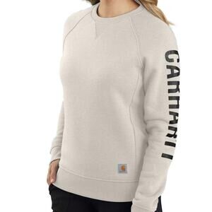 Carhartt Sweatshirt Womens Relaxed Fit Midweight Crewneck Block Logo - Size XS